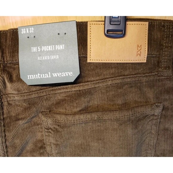NWT Mutual Weave Corduroy Pants Men's 36x32 British Olive Relaxed Taper - Picture 6 of 8